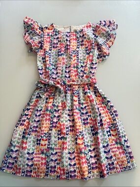 Crewcuts Girls' Multi-Color Butterfly Print Dress with Tie Waist